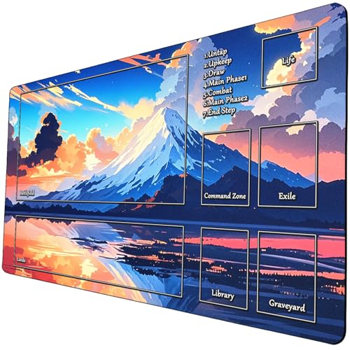 STORKY MTG Playmat, Landscape Board Game Mat with Storage Bag, Mouse Pad for DTCG CCG RPG Trading Card Playing Mat with Zones, Smooth Rubber Surface Battle, 24 x 14 inches, Mountain - color: Mountain With Zones