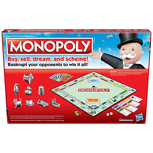 Monopoly Game, Family Board Games for 2 to 6 Players & Kids Ages 8 and Up, Includes 8 Tokens (Token Vote Edition) - size: 10.51 inches x 15.75 inches x 0.1 inches