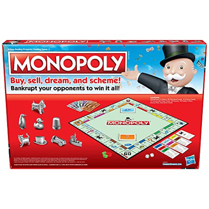 Monopoly Game, Family Board Games for 2 to 6 Players & Kids Ages 8 and Up, Includes 8 Tokens (Token Vote Edition) - size: 10.51 inches x 15.75 inches x 0.1 inches