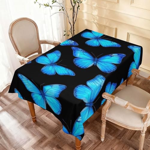Waterproof Spill Proof Table Cloth Rectangle Tablecloth Table Cover for Dining Blue Butterfly - color: Color63, size: 59.8x102.4in