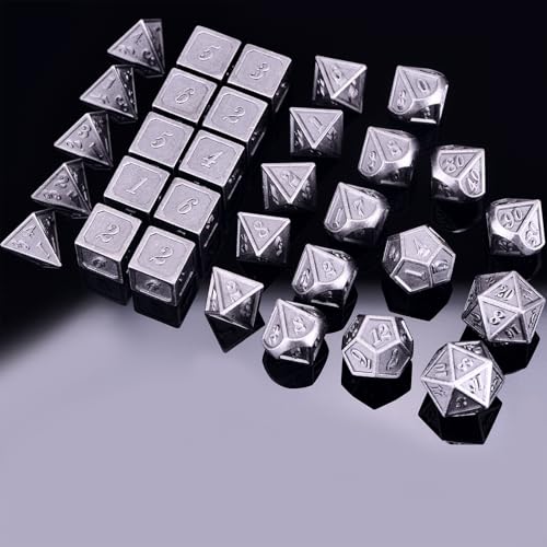 Extended Metal Dice RPG Set | 31 Piece Polyhedral Dice for DND5E Tabletop Role Playing Adventure Games (Iron) - color: Iron