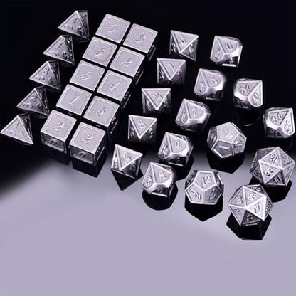 Extended Metal Dice RPG Set | 31 Piece Polyhedral Dice for DND5E Tabletop Role Playing Adventure Games (Iron) - color: Iron