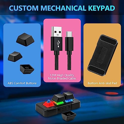 USB Mechanical Gaming Keyboard 3 Key Mini Keypad Customize Programmable Macro Keyboard OSU Keypad One Key Control Combo with RGB Backlit for PC Video Game Office Work Sheet Music,HID