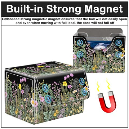 Card Deck Box for MTG Trading Cards with Magnetic Closure,Premium Card Storage Box Case Cover for TCG CCG Magic Cards,Natural Wildflowers - color: Natural Wildflowers