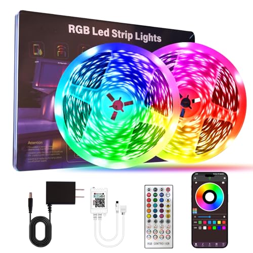 HBOWMDJIA 150 FT LED Strip Lights for Bedroom (2 Rolls 75 FT) with Remote and Application Controlled Smart LED Lights, Music Synchronized RGB Color Changing Light, Suitable for Room Party Decoration - style: 150FT