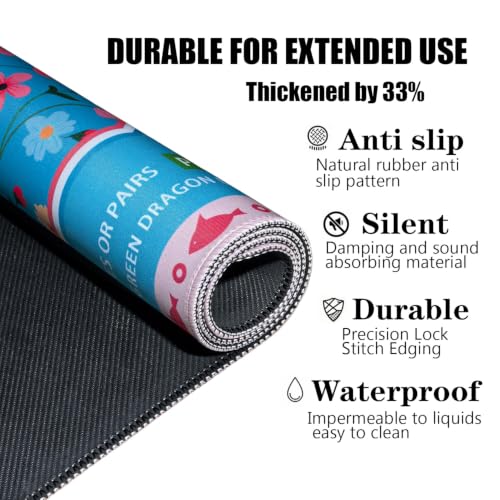 Pittera Mahjong mat for Table/31.5lnch/American Mahjong Table Cloth with Rules mats with Drawstring Bag,Noise ReductionAnti-Slip Game mat for Table,for Mahiona/PokerBoard Games/Card Games (Flower) - color: Blue Flowers
