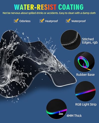 Wireless Charging Mouse Pad, RGB Gaming Mousepad, 31.5"x11.8" | Extra Large LED Desk Mat, 13 Lighting Modes, Ultra-Smooth Surface, Non-Slip Base, Waterproof Computer Keyboard Pad, Black - color: Black-31.5"x11.8"