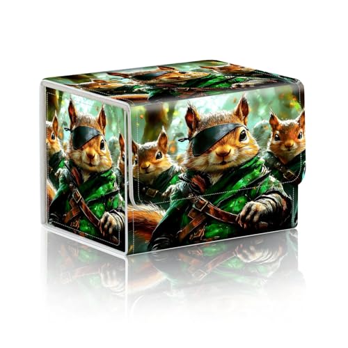 Trading Card Storage Box, Holds 100+ for MTG Cards, Premium PU Leather with Magnetic Closure, Squirrel Warriors In the Forest Durable Deck Box for Magic the Gathering, Trading Card Games - color: Squirrel Warriors In the Forest