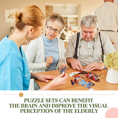 Syhood 10 Pack 16 Large Piece Puzzles for Seniors with Dementia, Alzheimer's Memory Cognitive Games for Elderly, Easy Jigsaw Puzzles Gift for Dementia Patients Elderly Adults in Nursing Home(Warm)