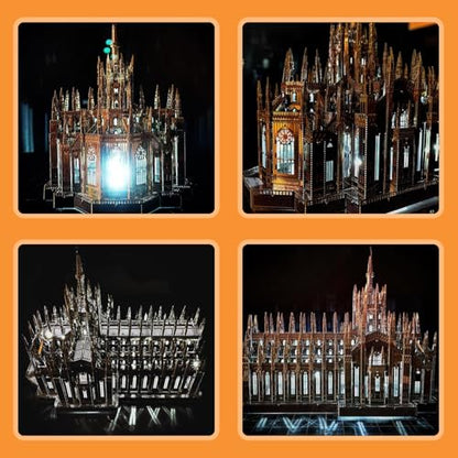 Microworld 3D Metal Puzzle Model Kits, Italy Milan Cathedral Architecture Model Building Kit, 3D Puzzles for Adults Laser Cut Jigsaw Brain Teaser Art Craft Kits (Duomo Di Milano)
