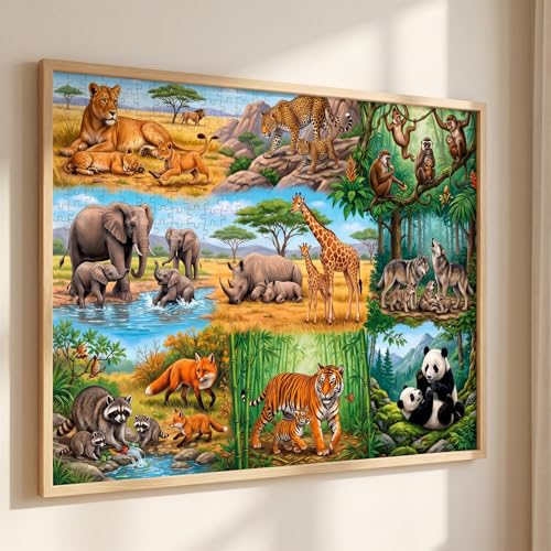 Nattork Jigsaw Puzzles 1000 Pieces for Adults, Families (Animal Family) Pieces Fit Together Perfectly - color: Animal Family