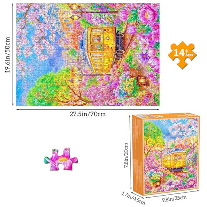 Puzzles for Adults 1000 Pieces, Jigsaw Puzzle for Adults, Fun Challenging Puzzle, City Tram Puzzles Game, Interlock Perfectly No Dust, Gifts for Easter Mother’s Day - color: City Tram