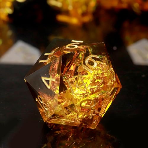 Haxtec Sharp Edge Dice Set Yellow Black Resin DND Dice Set Sparklingly Polyhedral D&D Dice Compatible with Dungeons and Dragons Fire Dice - color: Yellow Black