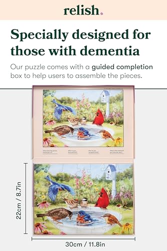 Relish Large Piece Puzzles for Seniors, 35 Piece Bathing Birds Jigsaw Puzzle, Dementia Products for Elderly - style: Bathing Birds