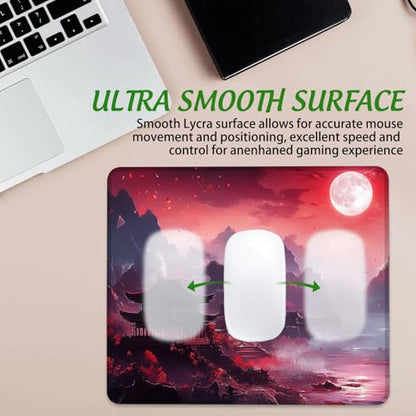 Full Moon Mouse Pad Square Mouse Pads with Stitched Edge, Computer Mousepad with Non-Slip Rubber Base for Computer Laptop Office Desk Accessories 9.5x8 Inches - color: Full Moon