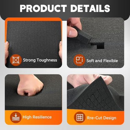 4 Pack Polyurethane Foam Sheet 12 x 12 x 2 Inch 12 x 12 x 0.4 Inch | 2 Sizes of Pre Cut Foam Sheets Pick Apart Inserts for Board Game Boxes, Storage Drawers, Toolbox