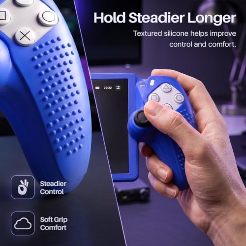 TNP Blue Silicone Case Cover Skin Compatible with PlayStation Portal | Protective soft-grip shell for steadier handheld play; 1 flexible cover only, console and thumb grips not included - color: Blue