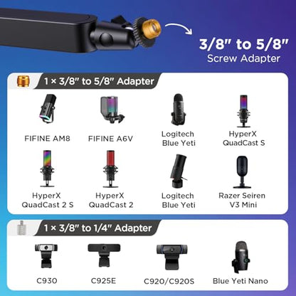 InnoGear Low Profile Mic Arm Boom Arm Microphone Stand Desk Mount, Black | for Fifine AM8 K669B Elgato Blue Yeti Shure SM58 SM7B, 3.3lb Weight Capacity, Vibration Resistant, Adjustable Angle - color: Black, style: Low Profile Mic Arm