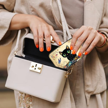 Credit Card Holder, Mini Aluminum Card Wallet RFID Blocking Slim Metal Hard Card Case for Women Men, Cat on Branch - color: Cat on Branch