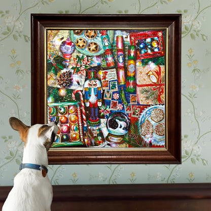 eeBoo 1000 Piece Puzzle - Christmas Decorations Jigsaw Puzzle for Adults, Square 23" x 23" Made with Recycled Board & Vegetable-Based Ink - style: Christmas Decorations