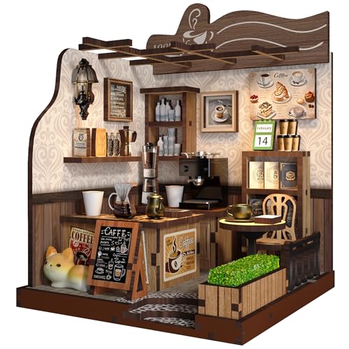 DIY Miniature Kit - 3D Puzzles for Adults & Teens, Book Nooks and Model Building Kits for Bookshelf Decor, Relaxing Craft & Unique Gift for Craft Lovers (Country Cafe)