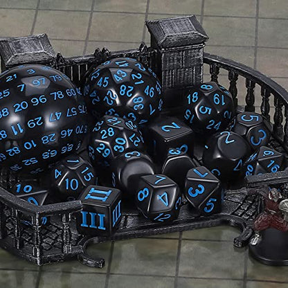CiaraQ DND Polyhedral Dice Set (15pcs) D4-D100 Game Dice with Dice Bag | Acrylic Role Playing Dice for Dungeons and Dragons MTG Table Games (Black & Blue) - color: Black & Blue