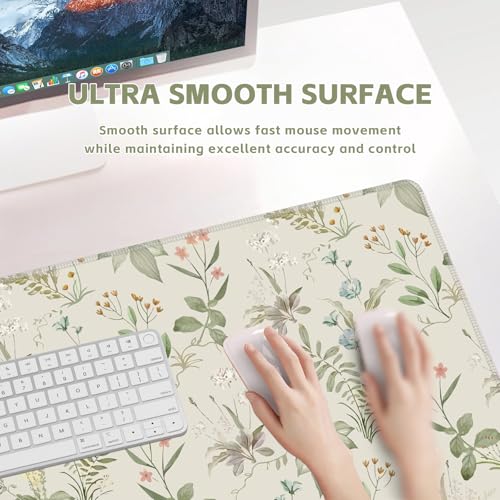 Baziabbo Green Desk Mat,XXL Extended Large Mouse Pad,Gaming Mousepad with Stitched Edge,Non-Slip Rubber Base Keyboard Desk Pad for Home Office Study Game (Green Plants) - color: Green Plants