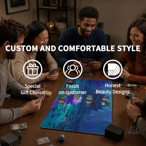Card Playmat 24" x 14" TCG Game Mat for MTG and Other Card Games, Premium Stitched Card Gameplay Mat with Non-Slip Rubber Backing Board Games Desk Duel Mats, Eastern Temple Purple Lotus - color: Eastern Temple Purple Lotus, size: 24"X14" Without Zones