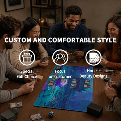 Card Playmat 24" x 14" TCG Game Mat for MTG and Other Card Games, Premium Stitched Card Gameplay Mat with Non-Slip Rubber Backing Board Games Desk Duel Mats, Eastern Temple Purple Lotus - color: Eastern Temple Purple Lotus, size: 24"X14" Without Zones