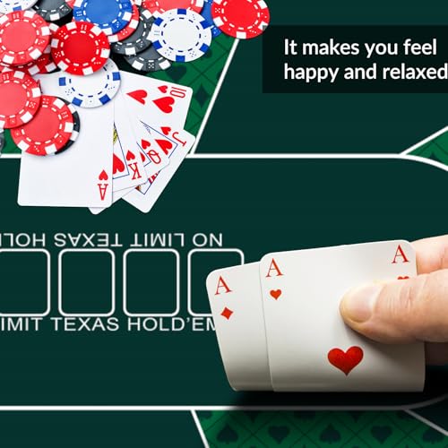 nuveti 63 x 31 Foldable Texas Poker Card Tabletop Layout Portable Anti-Slip Rubber Board Game Mat Poker Table Mat 8-10 Players Texas Hold'em Poker Mat - color: 63 X 31 Inch Rectangular-green5