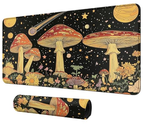 Mushrooms Psychedelic for MTG & TCG Playmat Mouse Pad,BFDHGQZC 24" x 14" Game Mat for MTG/RPG/CCG Trading Card Game Playmats Table Mat Perfect for Card Games Video Games Computer Office - color: Mushrooms Psychedelic
