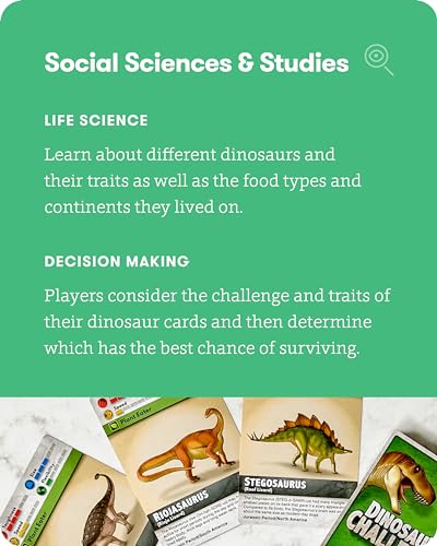 SimplyFun Dinosaur Challenge - Learn About Dinosaurs and Situational Analysis - Engaging and Educational Kids Card Game - 2 to 4 Players - Ages 7 & Up - style: Dinosaur Challenge
