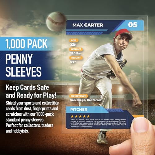 Premium Penny Sleeves for Trading Cards | Soft Trading Card Sleeves for Baseball Cards, Ultra Clear Plastic Pro Sports Card Sleeve, Football, MTG Collector Sleeve (Standard + Thick Options Available) - style: Standard - 1,000 Count
