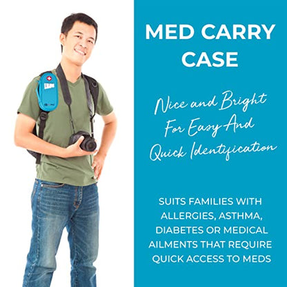 PracMedic Bags Epi Pens Carrying Case- Insulated Epipen Carry Case (Teal) | Holds 2 Epi Pens, Auvi-Q or Neffy, Inhaler & Antihistamine. Medical Case for Allergy, Asthma & Diabetes Medicines - color: Teal