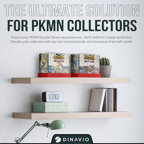 Dinavio Crafthouse PKMN Booster Box Case Acrylic Display - Booster Box Protector Case - 8mm + 5mm Acrylic 5x3mm Magnets - Compatible with PKMN Booster Boxes (Red Base) - color: Red Base