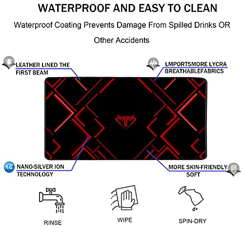 TEDNETGO Large Mouse Pad, Gaming Long Mouse Pad, Waterproof Extra Large Big Mousepad with Stitched Edge, XXL Non-Slip Computer Computer Keyboard Pad Mat for Gamer/Desktop/Office/Home, RED - color: Red, size: 31.5L x 15.7W inches