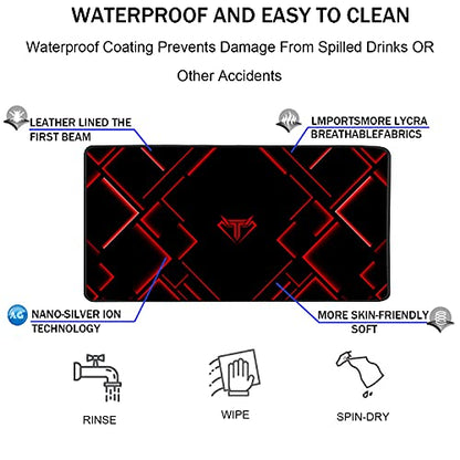 TEDNETGO Large Mouse Pad, Gaming Long Mouse Pad, Waterproof Extra Large Big Mousepad with Stitched Edge, XXL Non-Slip Computer Computer Keyboard Pad Mat for Gamer/Desktop/Office/Home, RED - color: Red, size: 31.5L x 15.7W inches