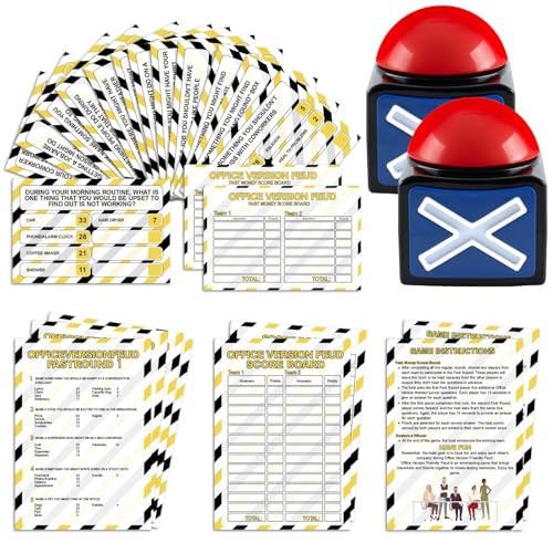 Office Party Friendly Feud Game with 2 Answer Buzzers, Fun Team Building Board Games for Adults Feud Card Trivia Quiz Activities for Holiday Party Work Staff Coworkers Office Group Employee - style: Office