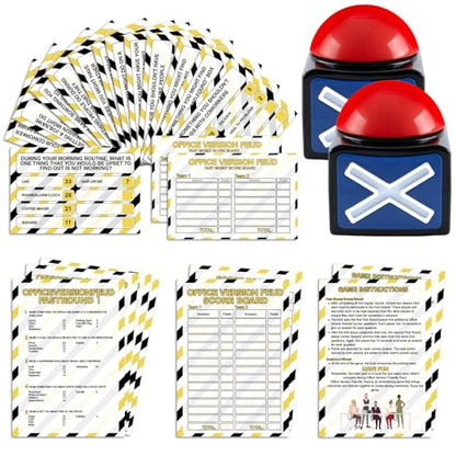 Office Party Friendly Feud Game with 2 Answer Buzzers, Fun Team Building Board Games for Adults Feud Card Trivia Quiz Activities for Holiday Party Work Staff Coworkers Office Group Employee - style: Office