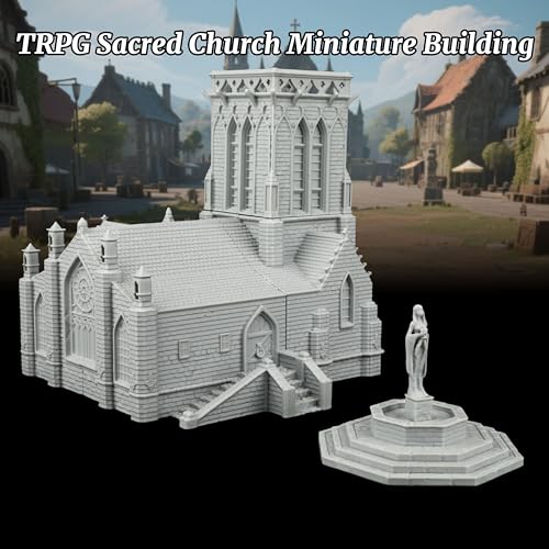 AUSPDICE DND Terrain Sacred Church Set – 7-Piece RPG Building Kit for Tabletop Roleplaying Games, Compatible with 28mm Figures Dungeons and Dragons Map and TTRPG Accessories-AF1089