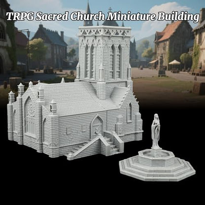 AUSPDICE DND Terrain Sacred Church Set – 7-Piece RPG Building Kit for Tabletop Roleplaying Games, Compatible with 28mm Figures Dungeons and Dragons Map and TTRPG Accessories-AF1089