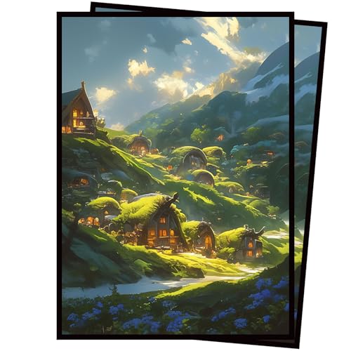 Card Sleeves for (MTG) - 100 Full Art Panoramic Lands,MTG lorwyn Premium Matte, 5 Color Landscape Art (Green) - color: Green
