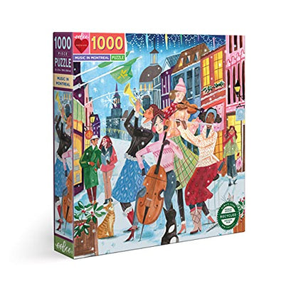 eeBoo 1000 Piece Puzzle - Music in Montreal Jigsaw Puzzle for Adults, Square 23" x 23" Made with Recycled Board & Vegetable-Based Ink - style: Music in Montreal