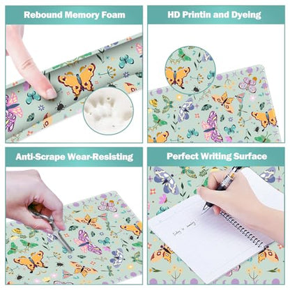 ARTSO Desk Mat Set, Aquamarine Extended Gaming Mouse Pad with Wrist Rest Support +Keyboard Wrist Rest +Coaster, Large Cute Butterfly Mousepad for Office, Home - color: Aquamarine Butterfly