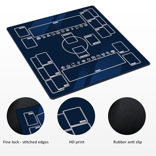 Playmat for Trading Card Game – 2-Player Trainer Mat with Damage Counters and Professional Storage Bag (Blue, Large) - color: Blue
