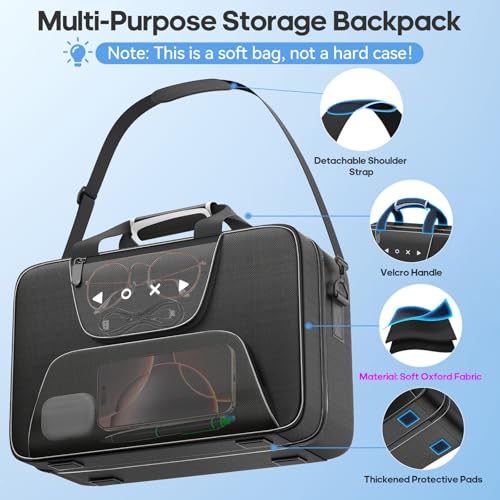 Carrying Case Compatible with PS5/Slim/Pro Disc & Digital, P S5 Travel Case for Play 5 Controllers, PS Portal, Game Discs, PS 5 Protective Travel Bag Play 5 Carry with Zipper Pocket, Black and White - color: Black & White
