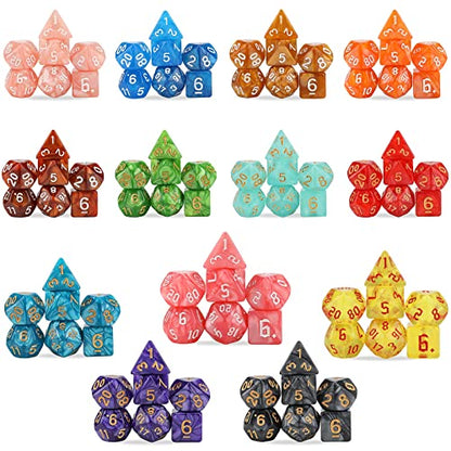 DND Dice Set, 25 X 7 (175 Pcs) Polyhedral Dice with 1 Black Pouch | Three Color, Two Color and Monochrome Dice for Dungeons and Dragons D&D tabletop Role Playing games - color: 25sets-1