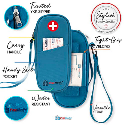 PracMedic Bags Epi Pens Carrying Case- Insulated Epipen Carry Case (Teal) | Holds 2 Epi Pens, Auvi-Q or Neffy, Inhaler & Antihistamine. Medical Case for Allergy, Asthma & Diabetes Medicines - color: Teal