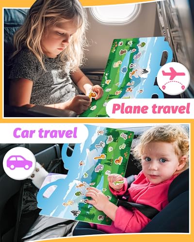 Walenced Reusable Sticker Book for Toddlers, Travel Stickers for Kids, Toddler Craft Activities Toys, Birthday Gifts for Boys & Girls - style: Animal