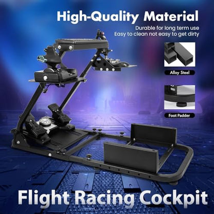 Marada Flight Racing Simulator Cockpit with Dual Shift Lever Platform Compatible with Thrustmaster, for PXN, for Logitech G29 G920 X56, Foldable sim Game Stand, Throttle Joystick Keyboard Not Included